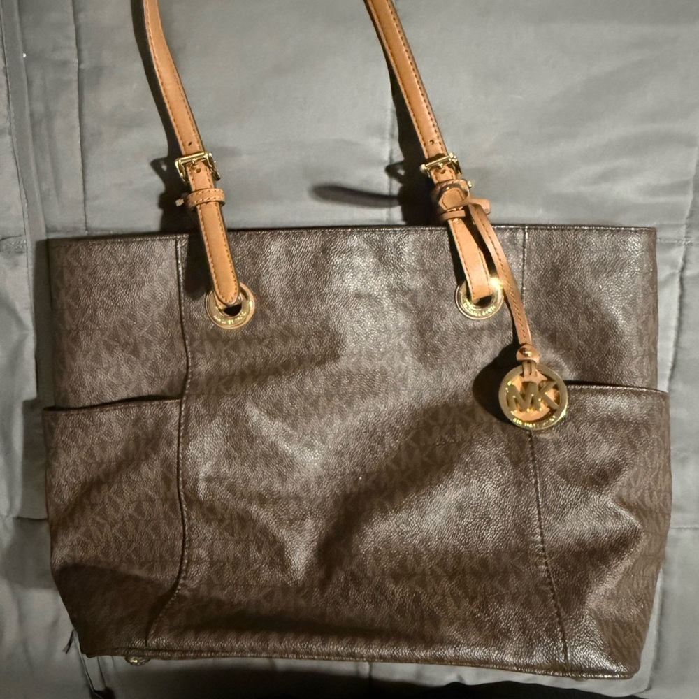 Michael Kors Dark Brown Tote with Gold Accents